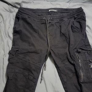 Rocawear XL Black Mens Cargo Pants Stretchy Waistband